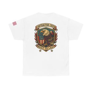 Patriotic Contractor Crew Tee | Unisex Heavy Cotton T-Shirt, Vintage Style, Independence Day Shirt, Workwear, Gift for Builders