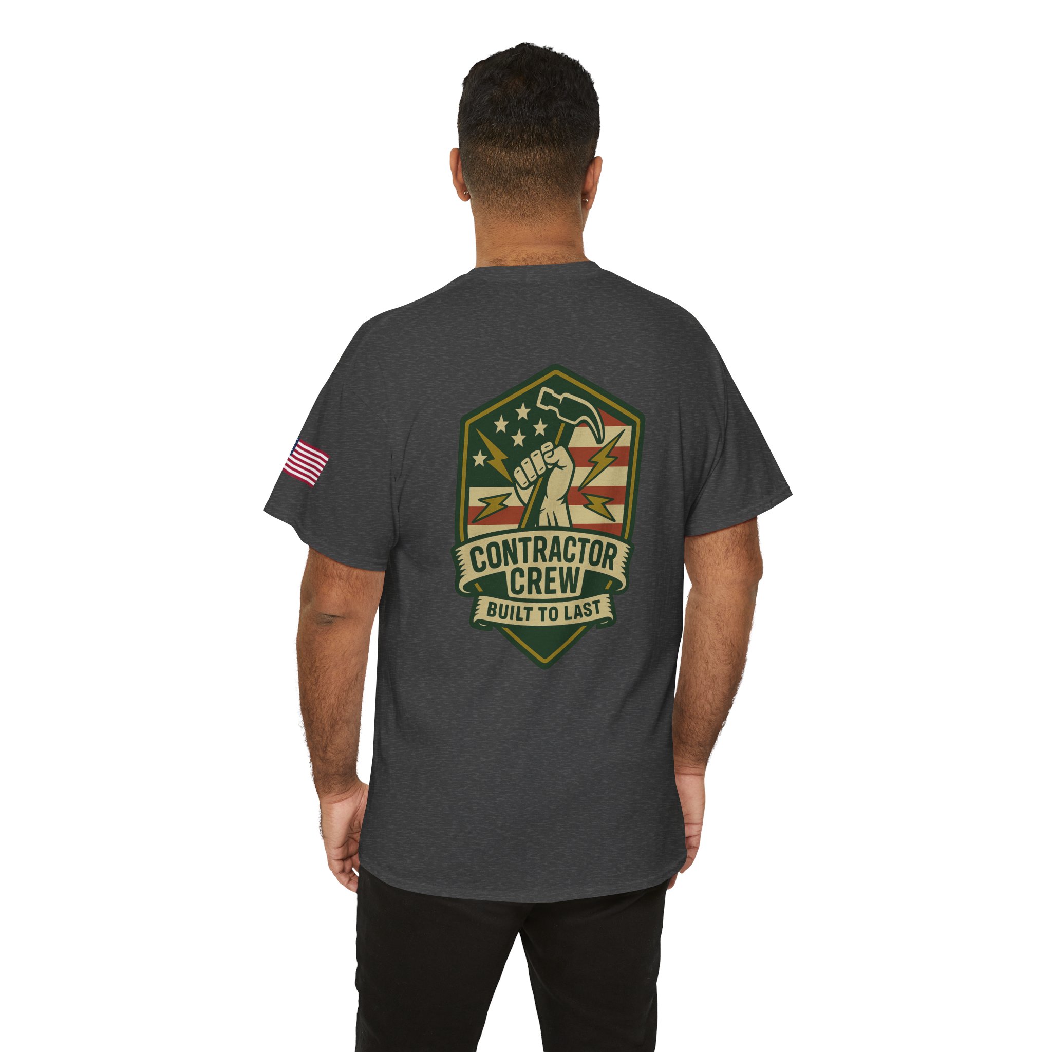 Contractor Crew Heavy Cotton Tee Logo Back - Built to Last, Construction Shirt, Work Apparel - Image 12