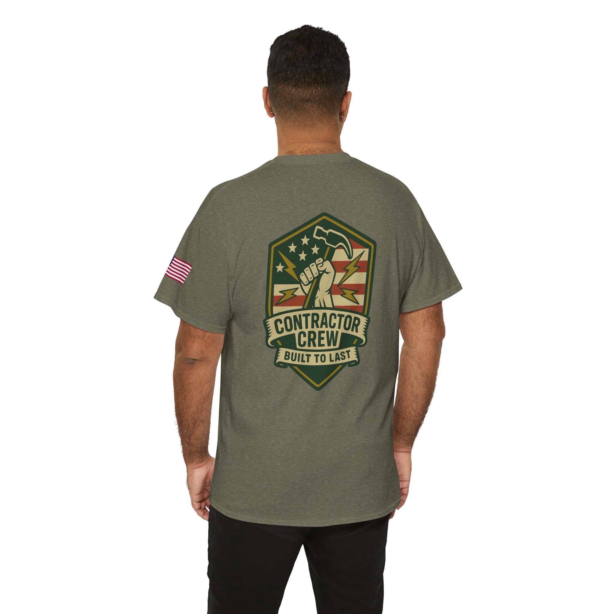 Contractor Crew Heavy Cotton Tee Logo Back - Built to Last, Construction Shirt, Work Apparel - Image 8
