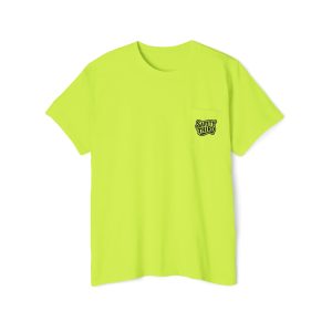 Unisex Heavy Cotton Pocket Tee with 'Safety Third' Design, Safety Work Wear, High Visibility Work Shirt