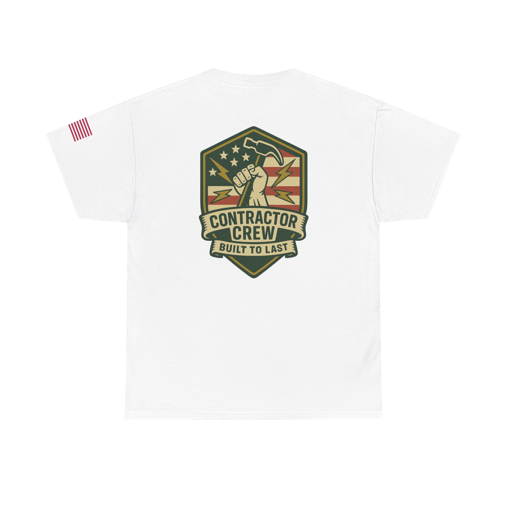 Contractor Crew Heavy Cotton Tee Logo Back - Built to Last, Construction Shirt, Work Apparel - Image 3