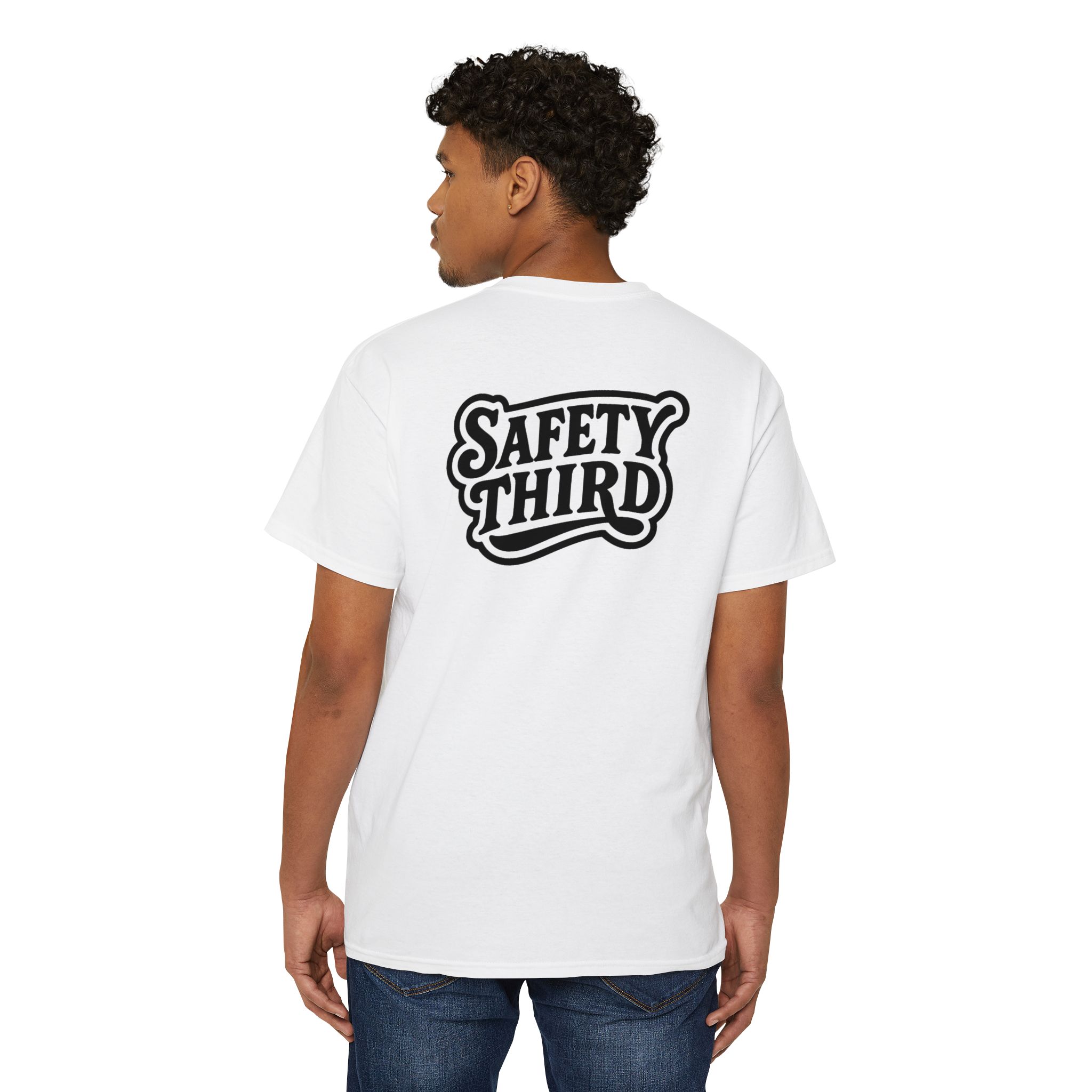 Unisex Heavy Cotton Pocket Tee with 'Safety Third' Design, Safety Work Wear, High Visibility Work Shirt - Image 8