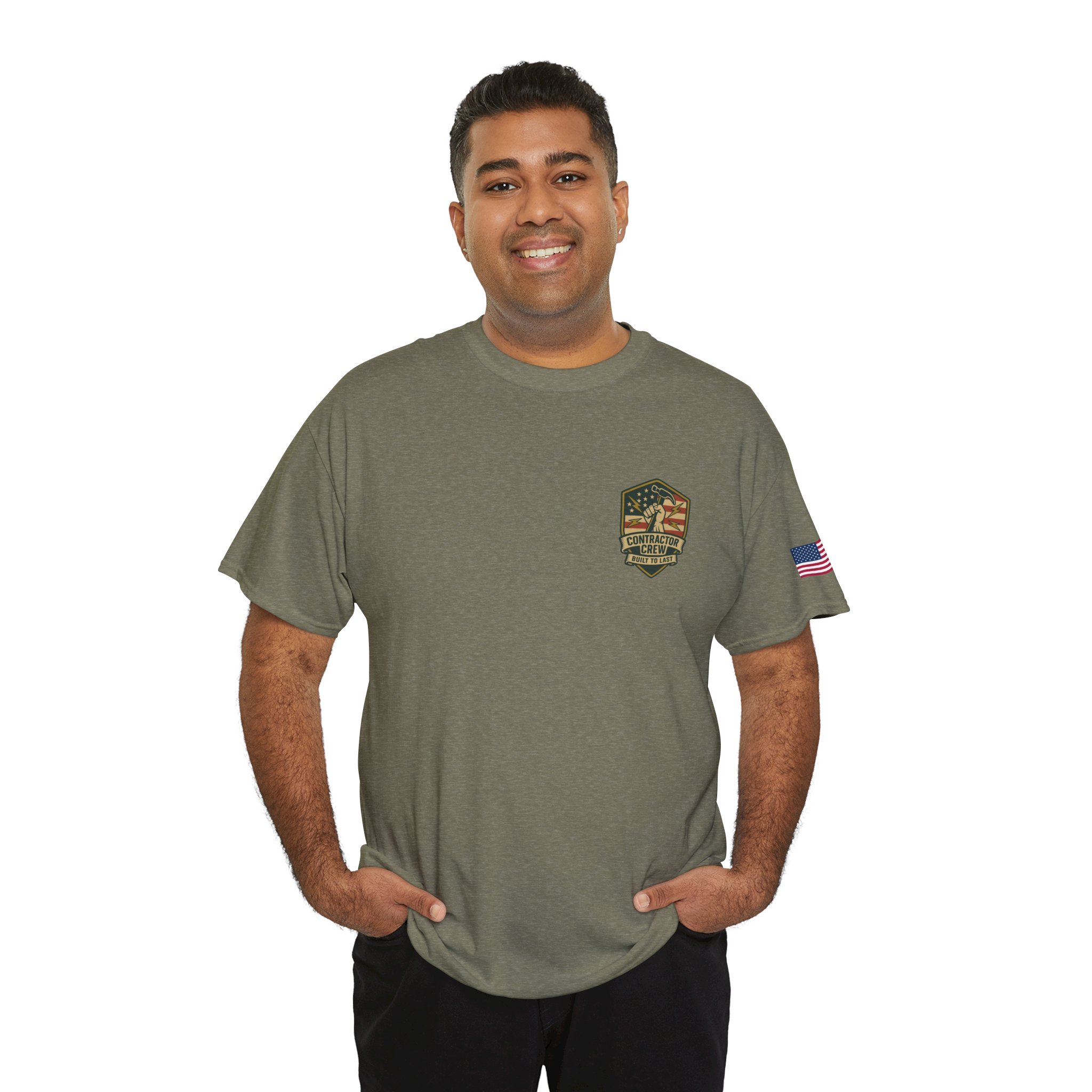 Contractor Crew Heavy Cotton Tee Logo Back - Built to Last, Construction Shirt, Work Apparel - Image 5