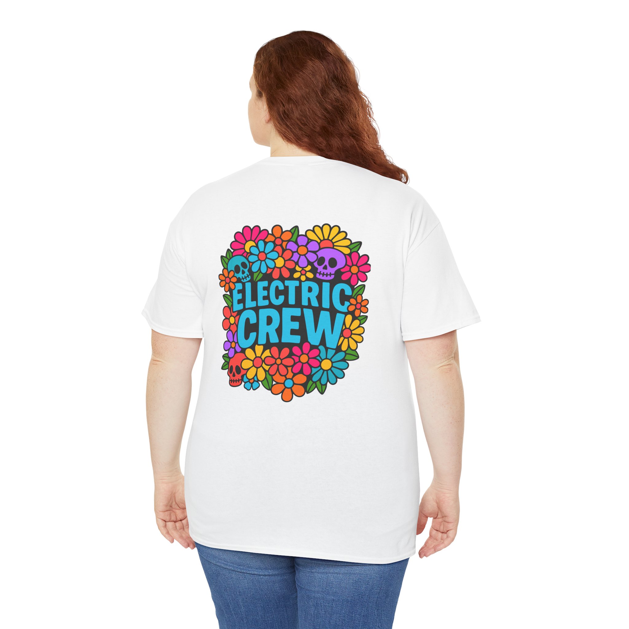 Electric Crew Floral Unisex Heavy Cotton Tee, Cute Graphic Tee, Summer Vibes Shirt Electric Crew Bouquet - Image 4
