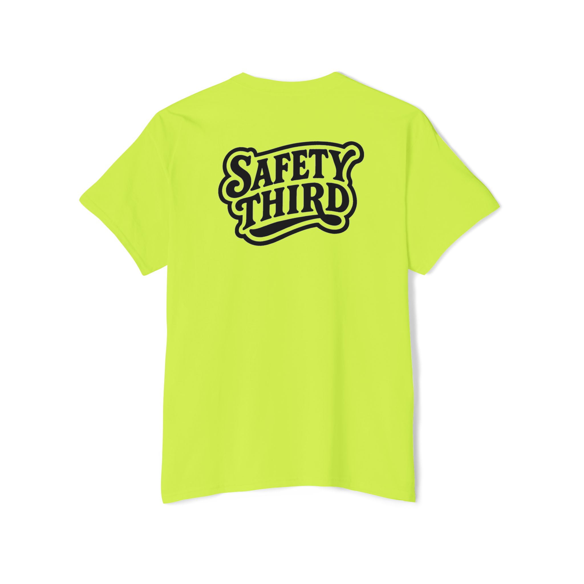 Unisex Heavy Cotton Pocket Tee with 'Safety Third' Design, Safety Work Wear, High Visibility Work Shirt - Image 2
