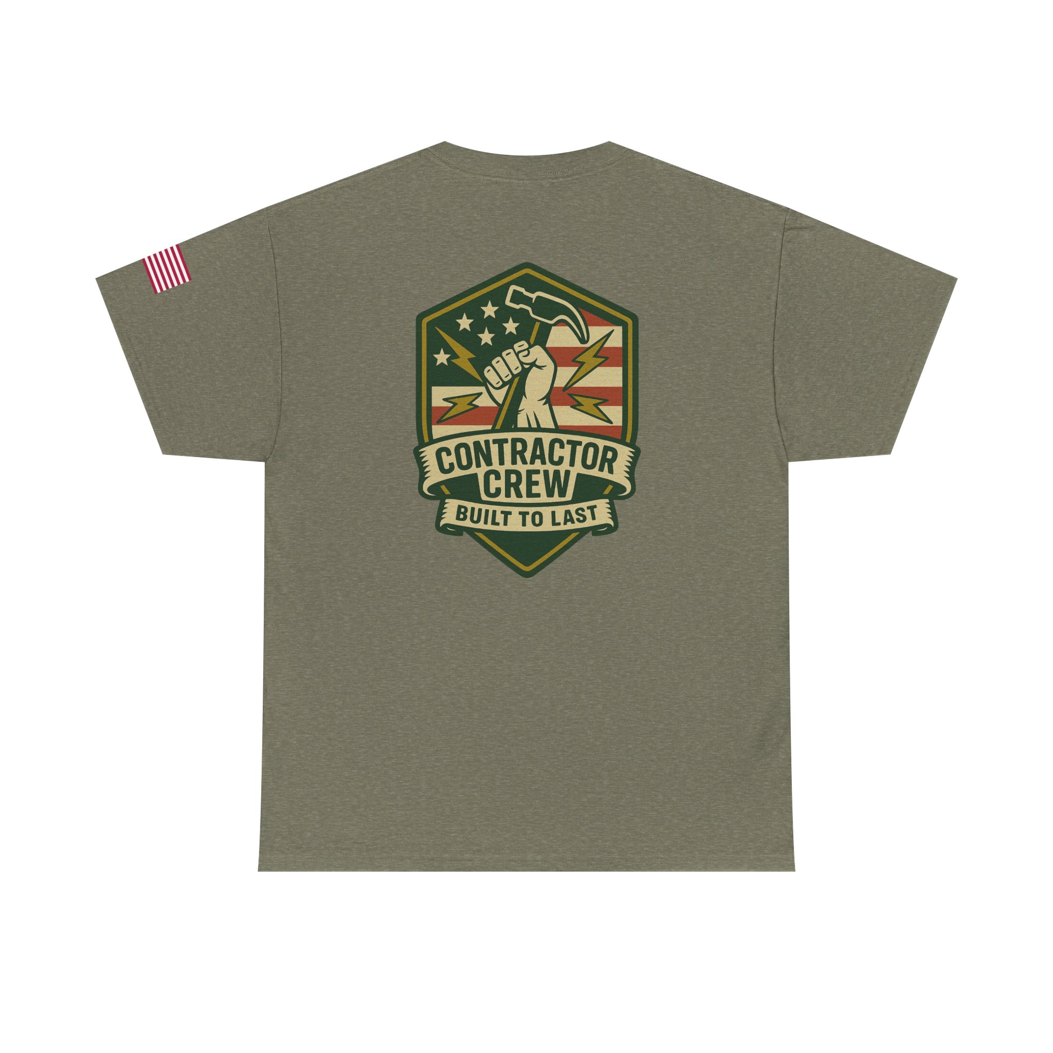 Contractor Crew Heavy Cotton Tee Logo Back - Built to Last, Construction Shirt, Work Apparel - Image 7