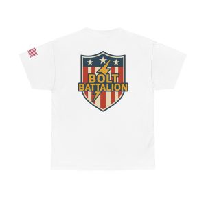 Bolt Battalion Unisex Heavy Cotton Tee, Contractor Electrician Bolt Battalion Tee