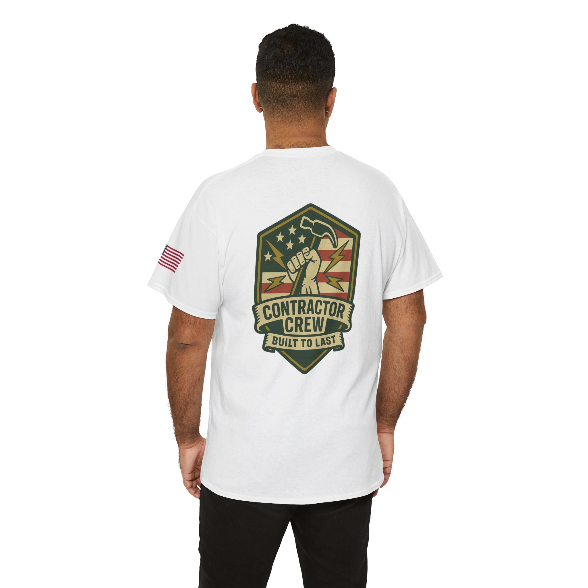 Contractor Crew Heavy Cotton Tee Logo Back - Built to Last, Construction Shirt, Work Apparel - Image 4