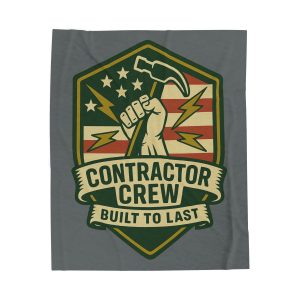 Contractor Crew Velveteen Plush Blanket - Cozy Throw for Builders, Great Gift for Construction Workers, Home Decor