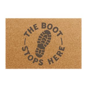 Welcome Doormat - "The Boot Stops Here" Entry Rug - Funny Home Decor, Outdoor Mat